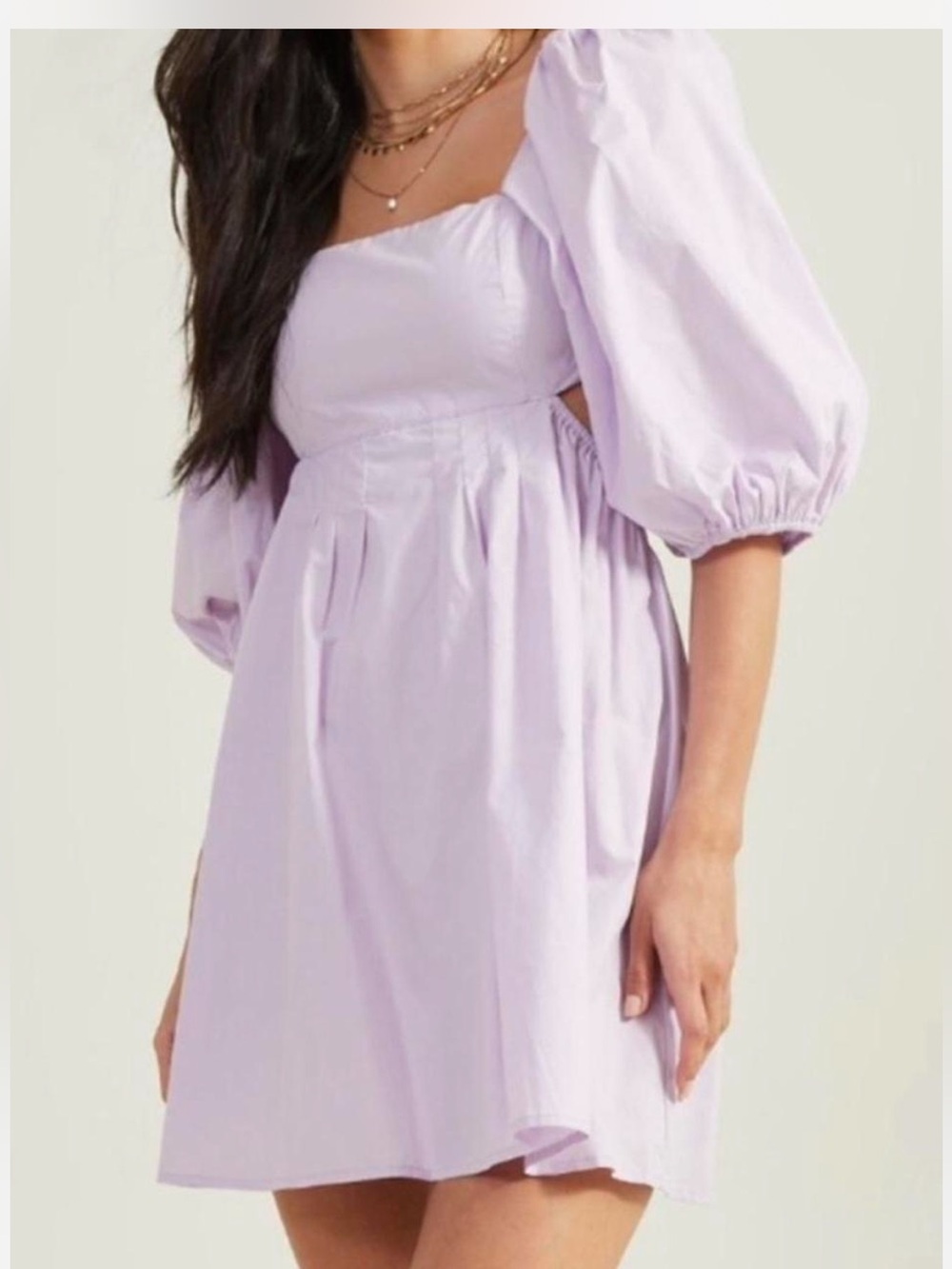 Altar'd State Lilac Puff-Sleeve Mini Dress